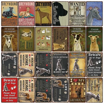 

[ Kelly66 ] Warning Dog Rules Parking For Italian Greyhound Only Metal Sign Home Decor Bar Wall Art Painting 20*30 CM Size DG-19