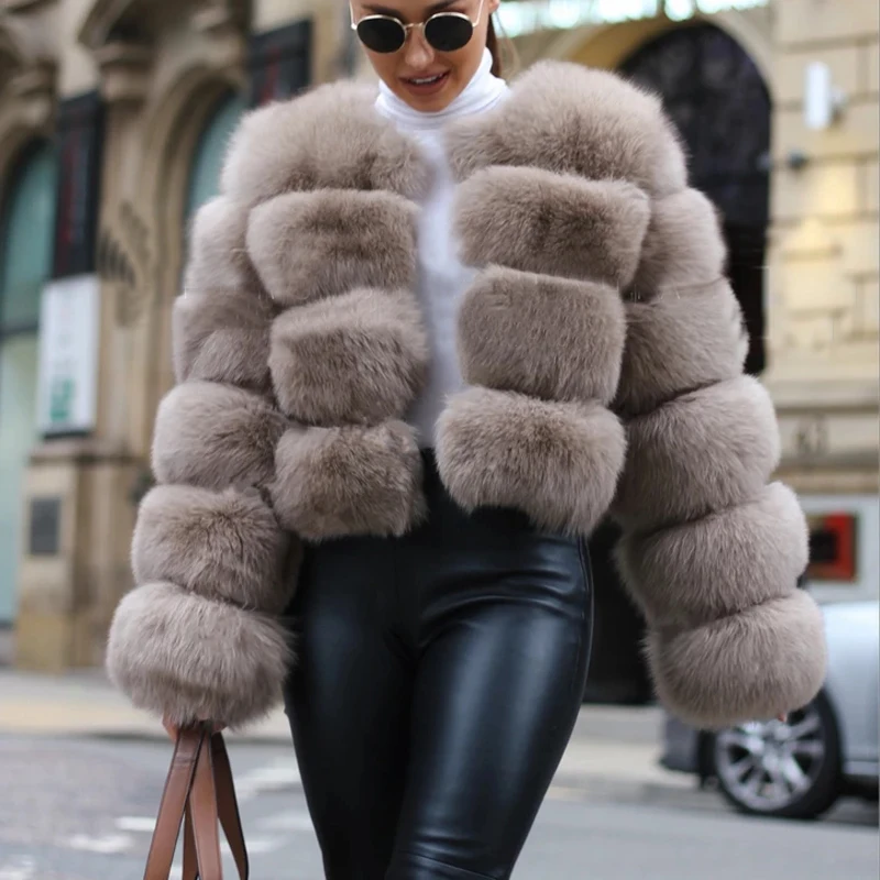 CP зимняя пушистая шуба из искусственного лисьего меха женская модная меховая