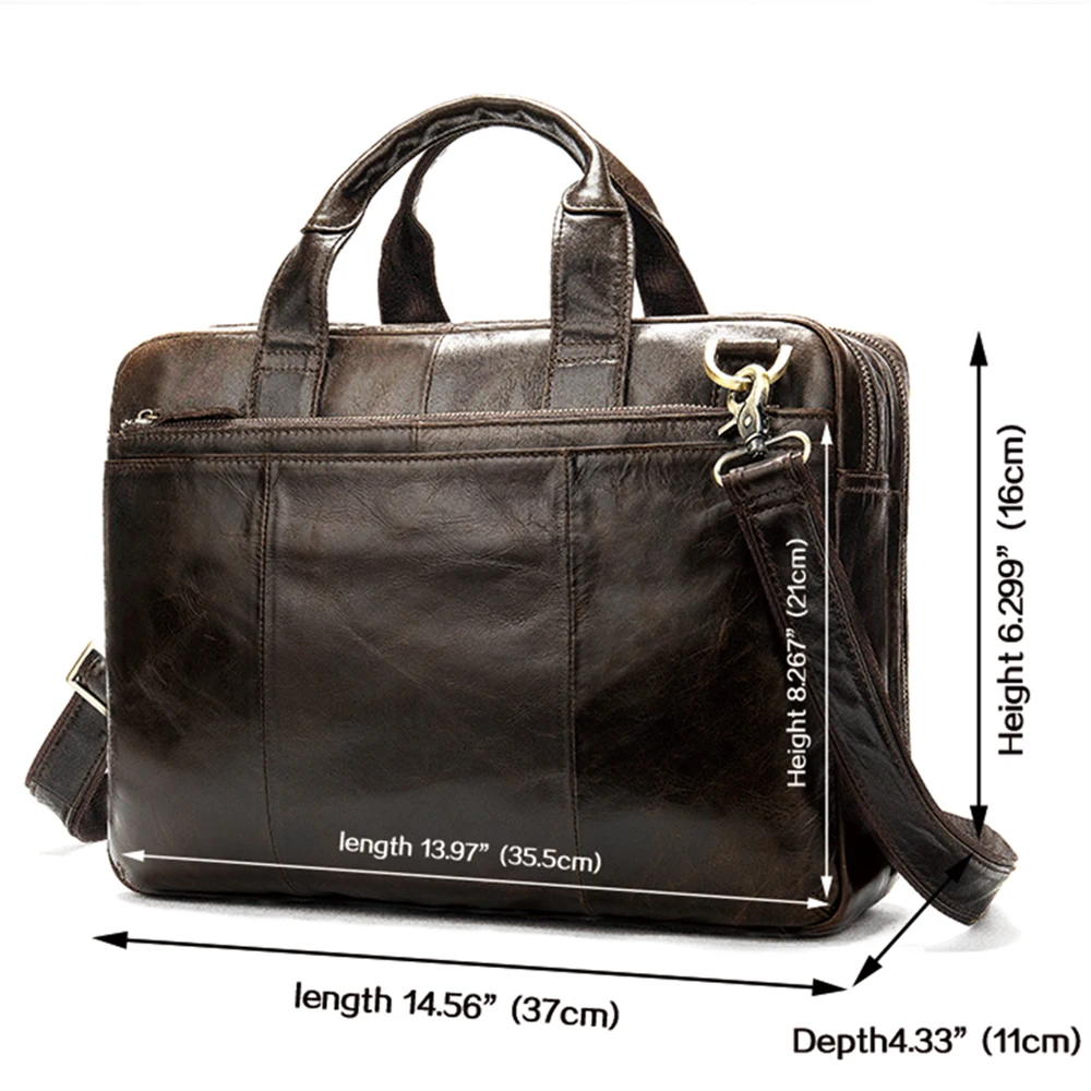 Westal Briefcase Male Messenger Bag Men's Genuine Leather Bag For Document  Men Shoulder Travel Handbags Satchel Laptop 14 Inch - Briefcases - 