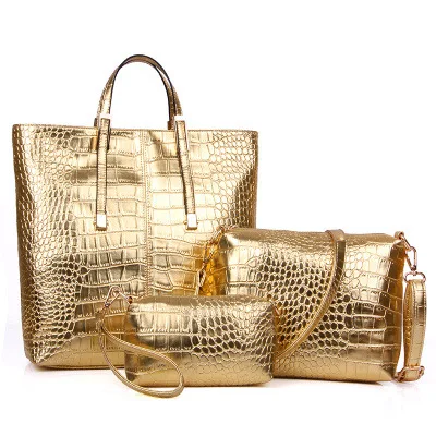 

2015 Autumn New Style High-End Big Brand Crocodile Pattern WOMEN'S Bag Korean-style Fashion Three-piece Set Bag