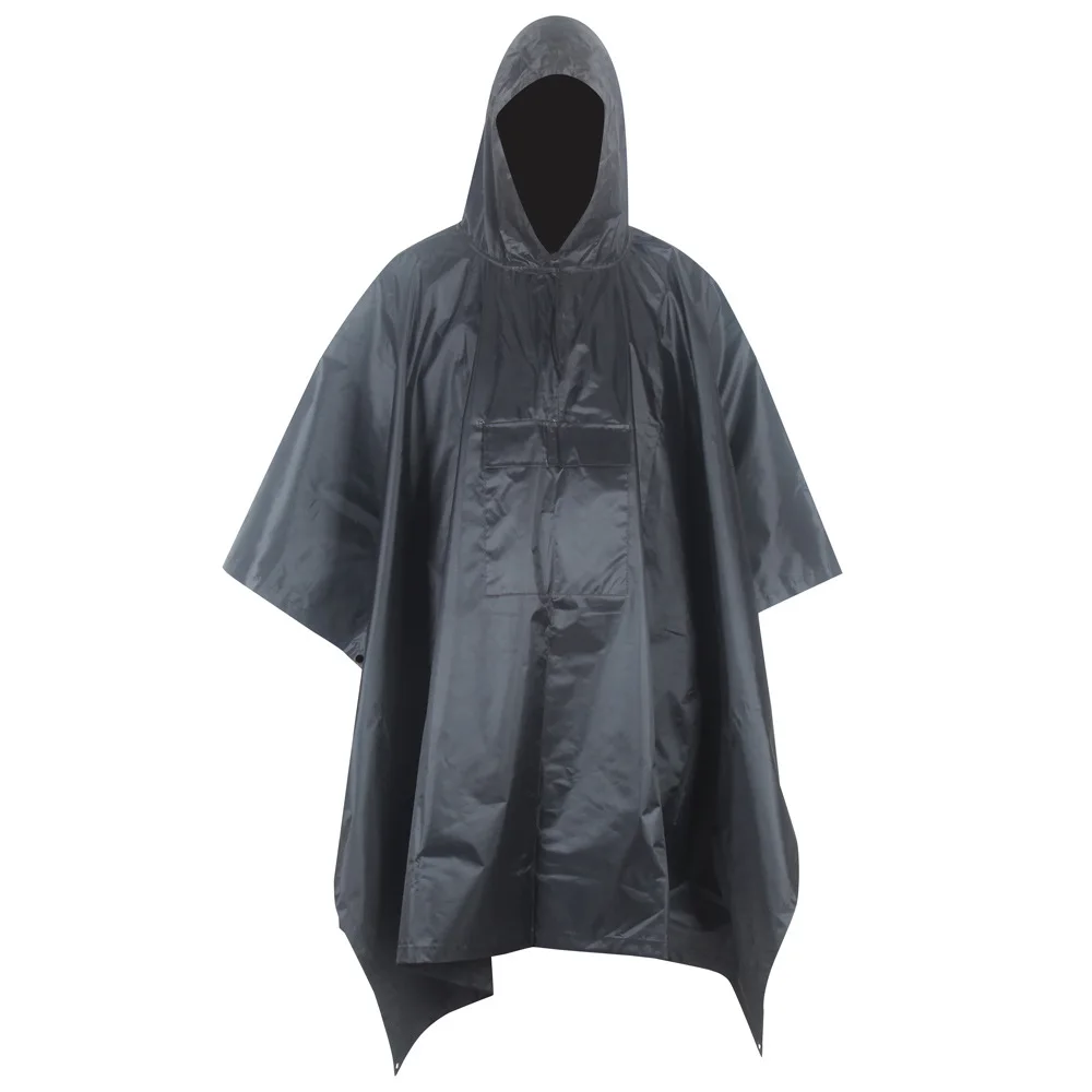 Pocket Three-in-One Multi-functional Outdoor Adult Poncho Tent Mat Polyester Fiber Oxford Cloth Hiking Backpack Raincoat