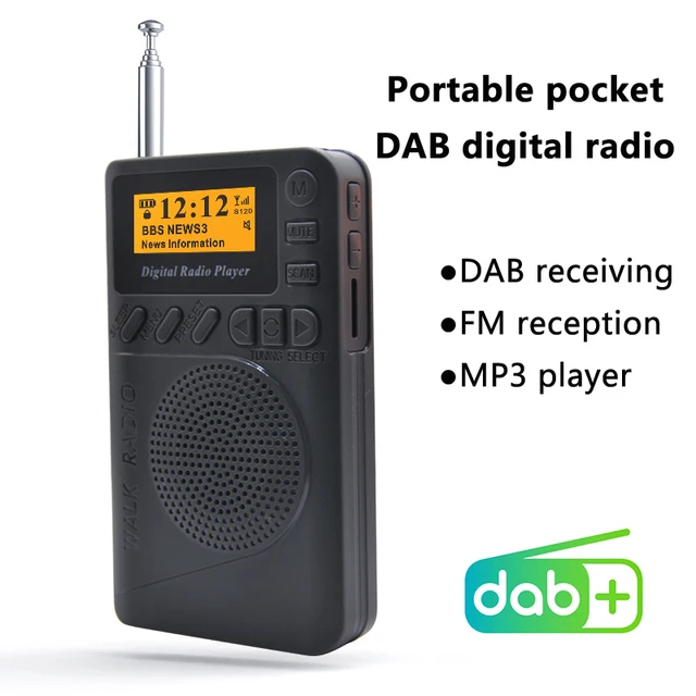 DAB/DAB+ Digital Radio Player DAB receiving FM Reception MP3 Player Pocket  Mini Stereo Receiver LCD Display Good Sound Speaker