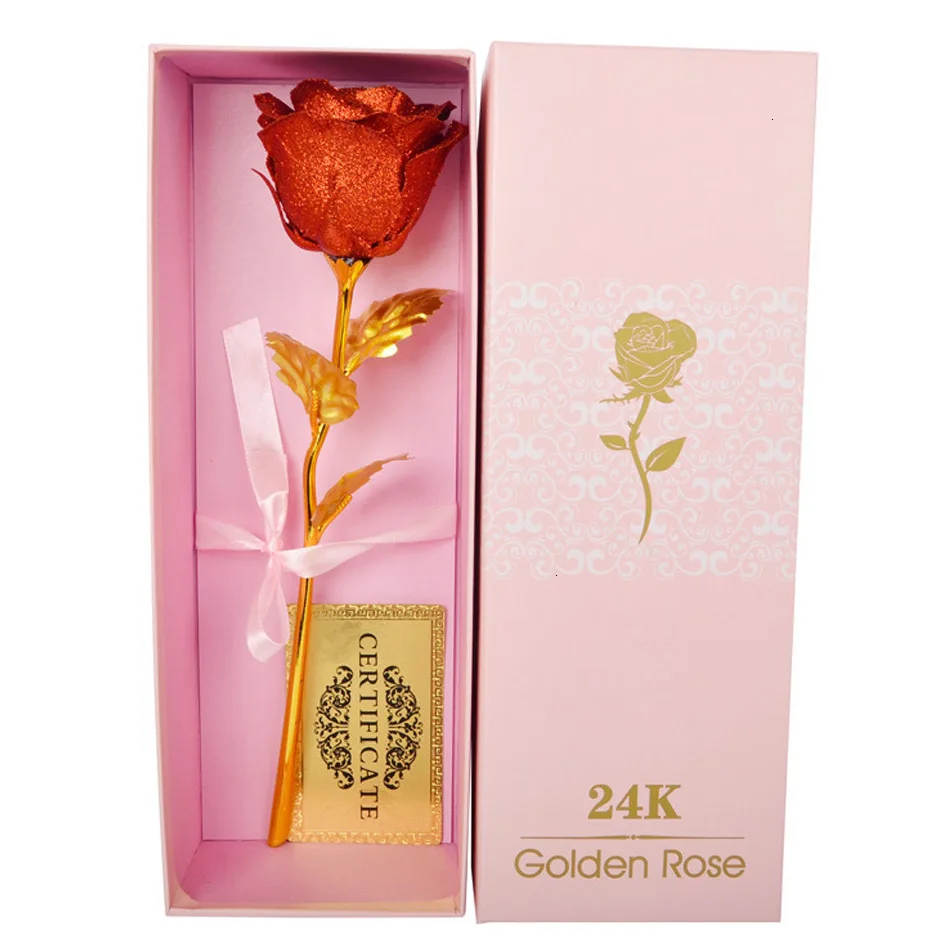 Лучший подарок для подружки Золотая Роза свадебное украшение золотой цветок подарок на день Святого Валентина золотой розовый золотой цветок с коробкой подарок