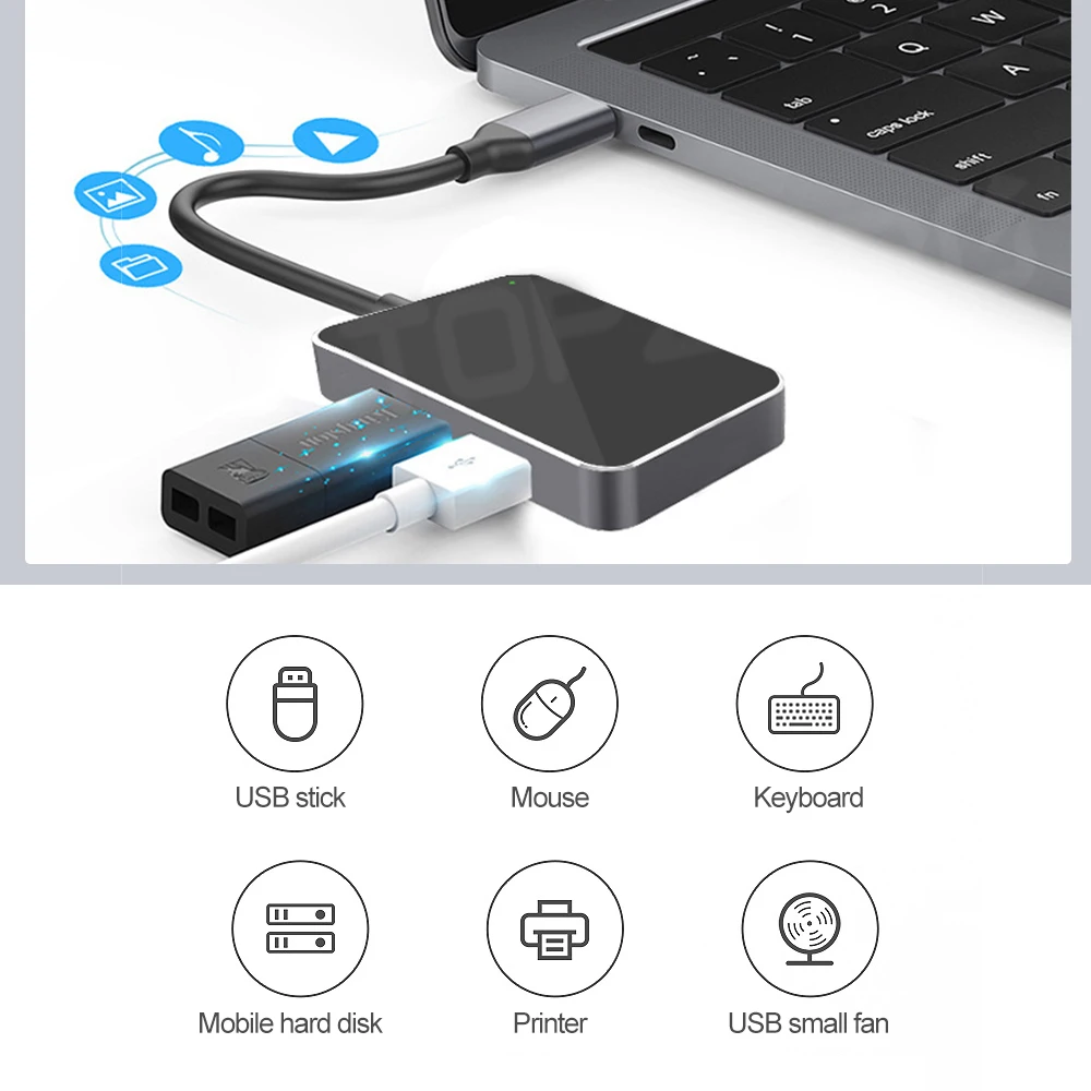 Мульти USB C концентратор к HDMI адаптер USB 3,0 концентратор кард-ридер 5 портов Тип C USB разветвитель Многофункциональный Док-станция TF SD ридер USB C концентратор