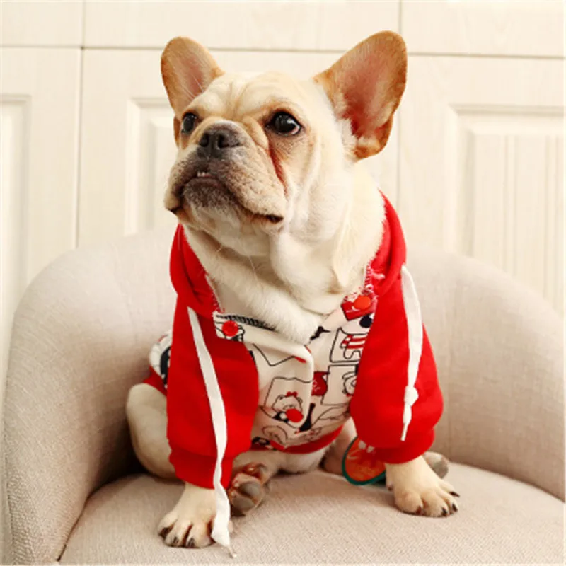 

New 2019 Warm Red Bule Graffiti Dog Hoodie Winter Pet Dog Clothes For Dogs Coat Jacket Cotton Ropa Perro French Bulldog Clothing