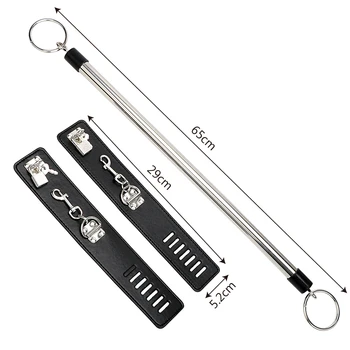 OLO Stainless Steel Restraint Bondage Leather Wrist Ankle Cuffs With Lock & Keys For Women Couples Spreader Bar 6