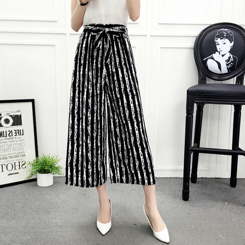 Pants Women Wide Leg Striped Trousers 