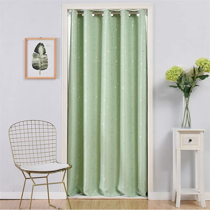 Star Pattern Thermal Door Curtains Blackout Cloth Curtain Grommet Top 5 Colors for Bathroom Kitchen Bedroom Door Balcony DW1233