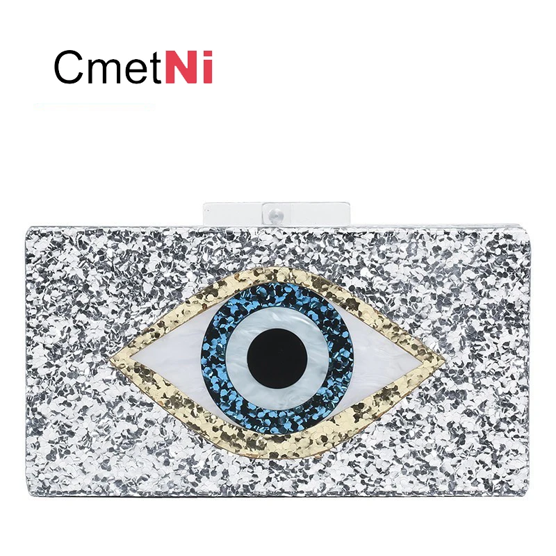 

Fashion Sequins Acrylic Clutch Bag Luxury Diagonal Bag Cute Eye Pattern Evening Bag Women Shoulder Bag Personality Party Handbag