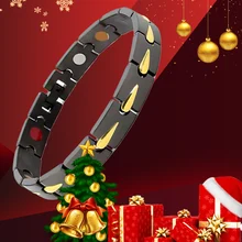 Титановый Модный магнитный терапевтический браслет, праздничные подарки для модных мужчин, энергетический браслет, черный золотой, взрослая версия