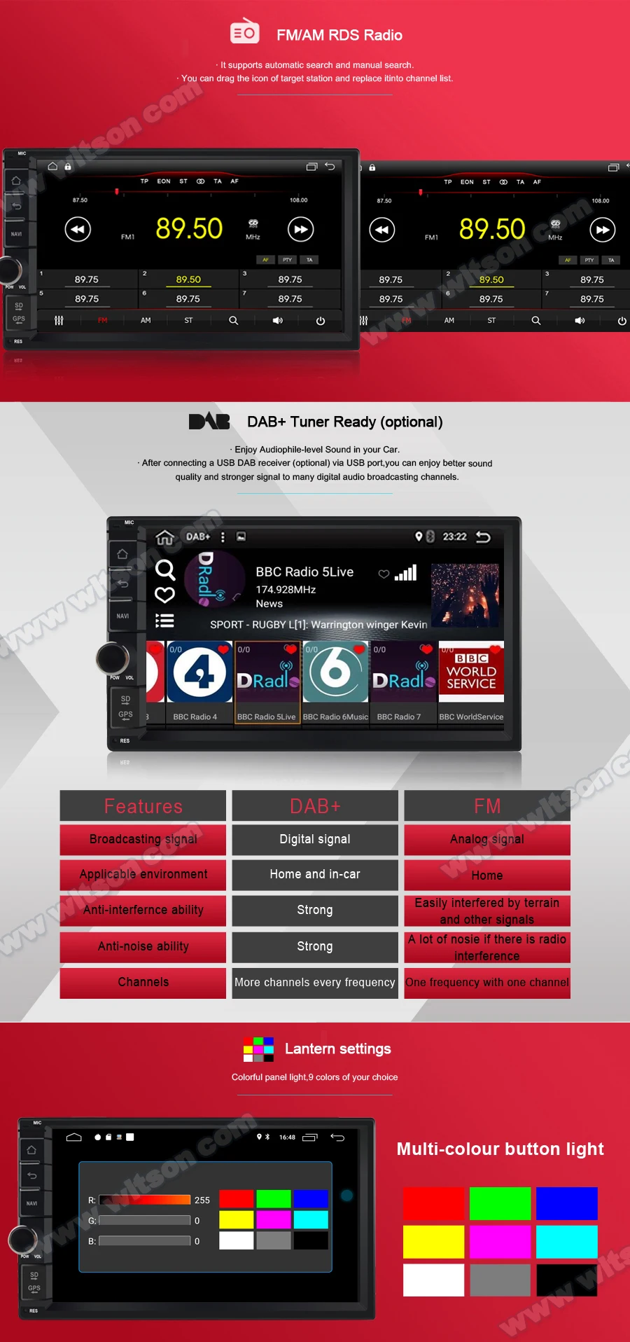 Excellent 7" Android 9.0 OS 2 Din Car Multimedia Two Din Car Navigation GPS Double Din Car Radio with Built-in Digital Signal Processor 8
