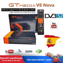 Free 1 Years Europe 7 Lines cccam spain GT MEDIA DVB S2 V8 Nova HD 1080p H.265 Satellite Receiver Support youTube V8 Receiver