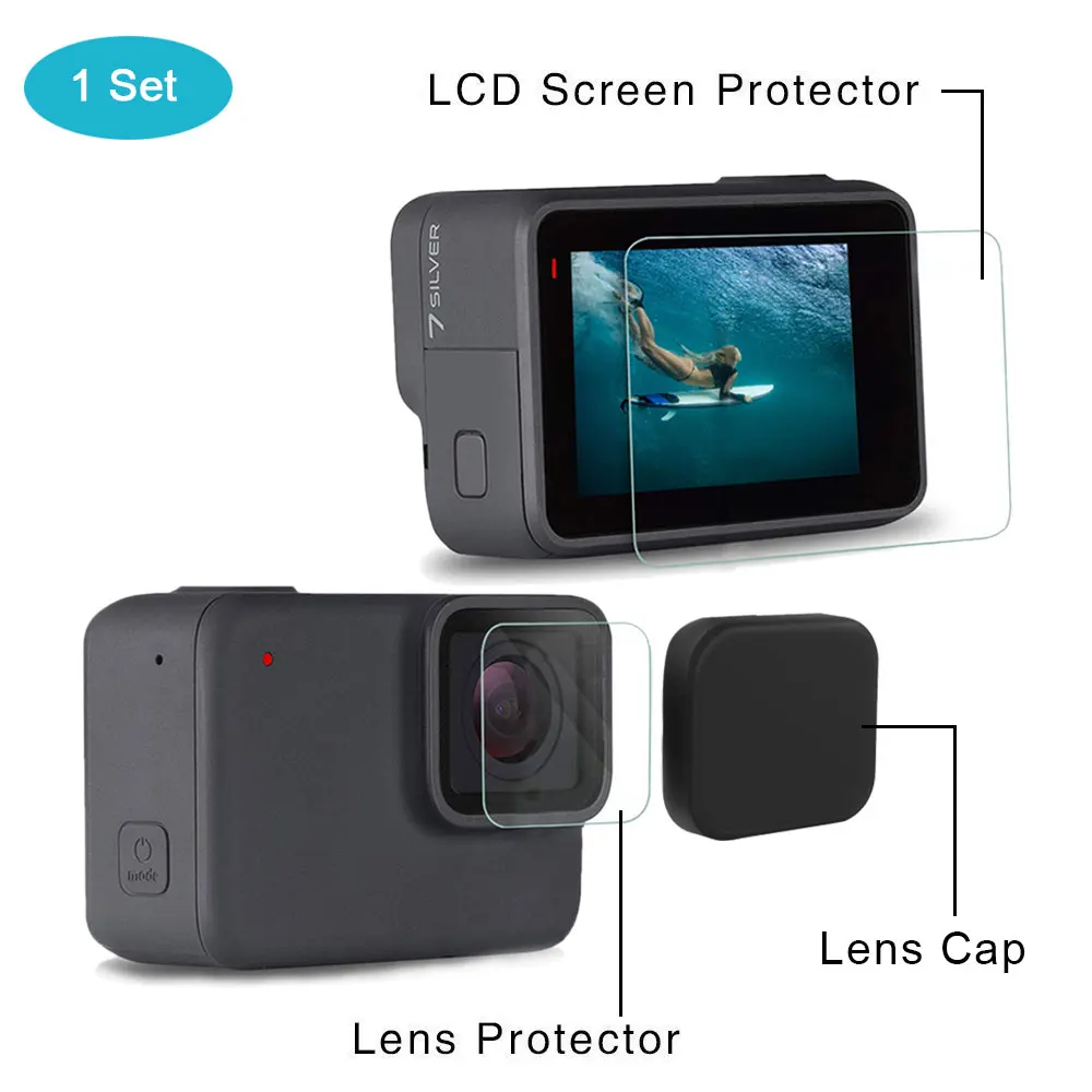 Protective Set Закаленное стекло Защитная пленка для телефона Защитная для Go Pro Gopro Hero 5 6 7 Hero5 Hero6 Hero7 крышка объектива камеры защитная пленка набор - Цвет: Protective Set