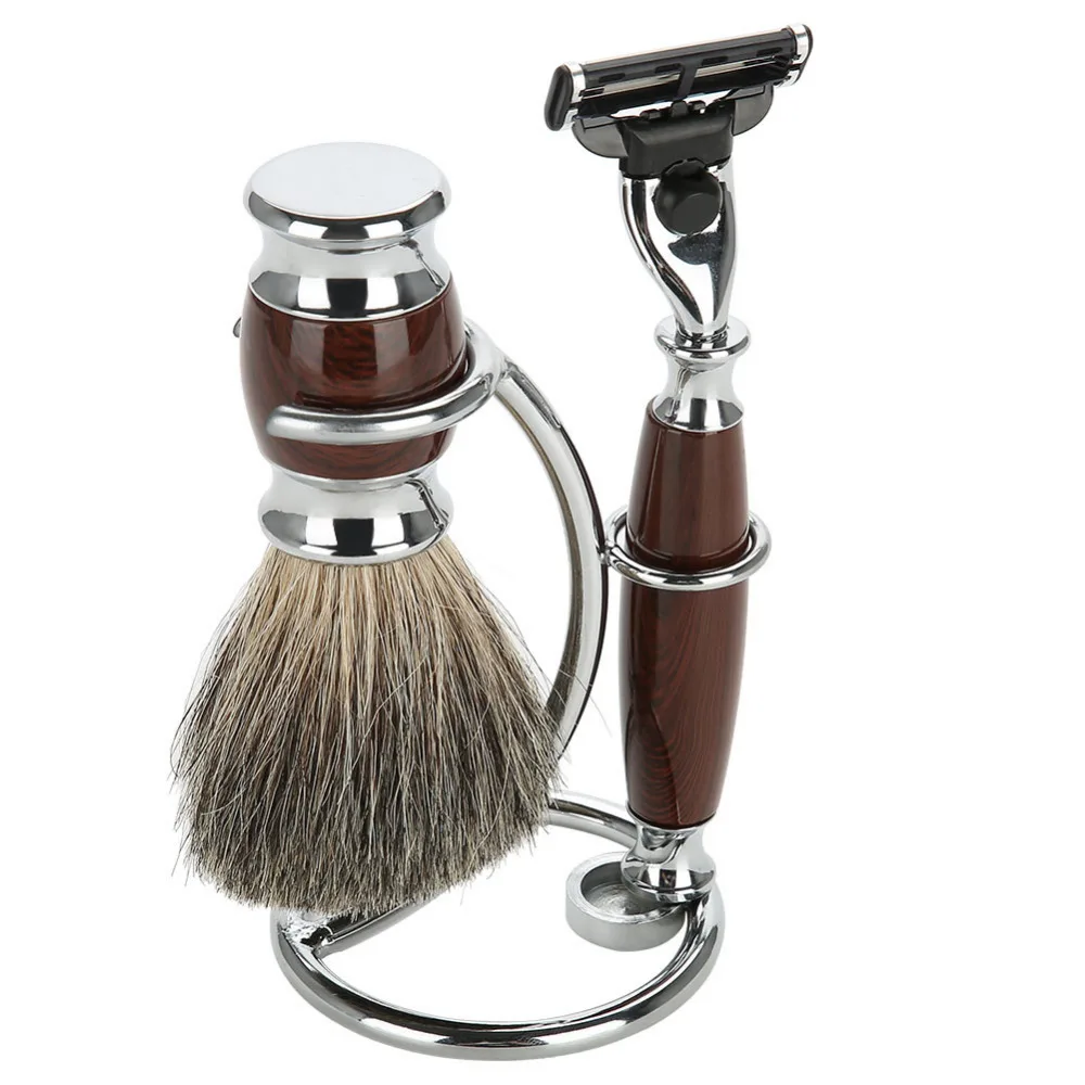 Men-shaving-tool-holder-2-in1-silver-compact-stainless-steel-curved-shaving-brush-manual-razor-stand