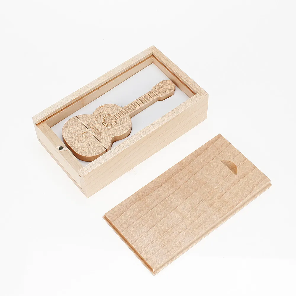 wooden guit with box usb флеш-накопитель 32 Гб из натурального дерева, бамбука, гитара, USB карта памяти 2,0, 4 ГБ, 8 ГБ, флешка, 16 ГБ, флешка, 64 ГБ, подарок - Цвет: wooden guit with box