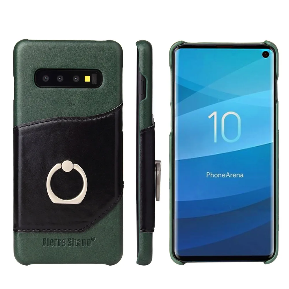 

For Samsung Galaxy S10 Plus S10e S10 Case Leather + Durable PC Inner Shell Knight hood Phone Back Case with Metal Ring Fastener