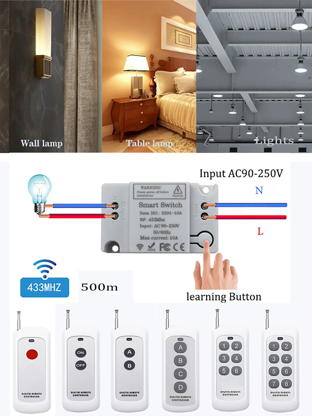 1 2 4 6 8 canal transmissor 500m diy casa inteligente