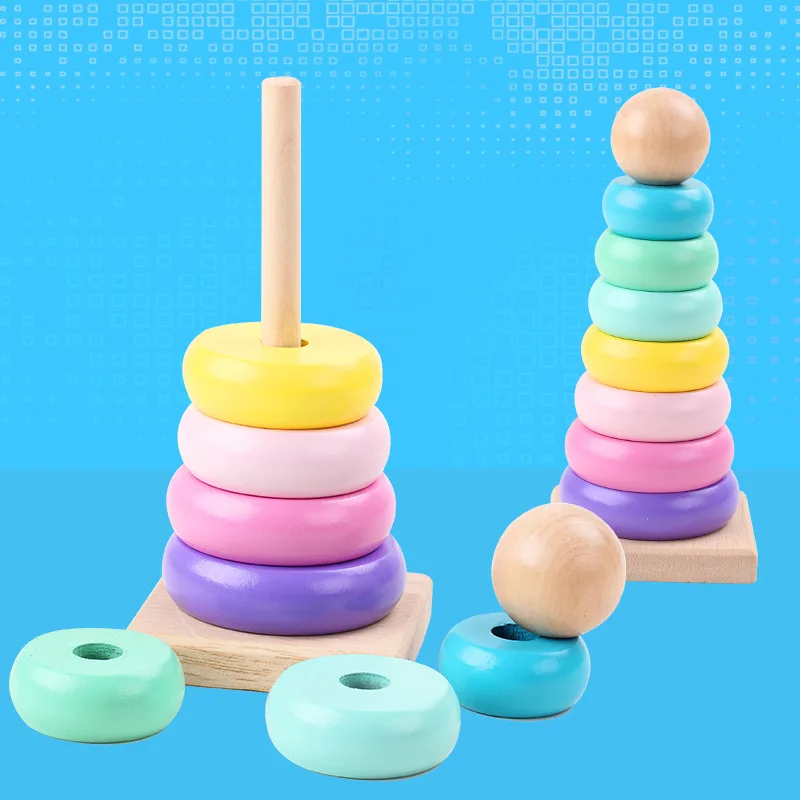 QZM Infants Bricks Pro Circle Macarons Rainbow Tower of Ханой Tumbler ceng le Bricks Pro Toy