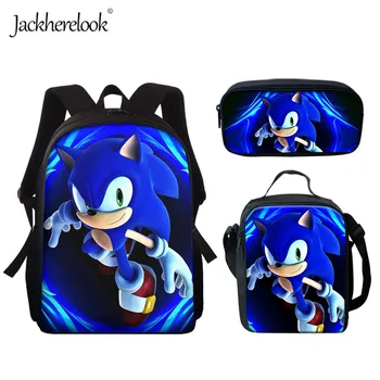 

Jackherelook Anime Sonic The Hedgehog Brand Design Children 3Set School Bags for Boys Fasdion Men Backpack Middle BookBags 2020