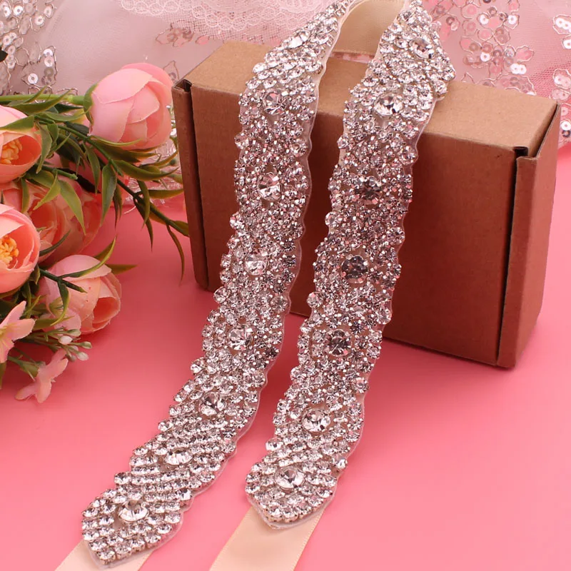 Bridal Belt Crystal Ribbons Handmade Silver for Wedding Evening Dresses bridal waistband bridal garter belt bridal dress decoration
