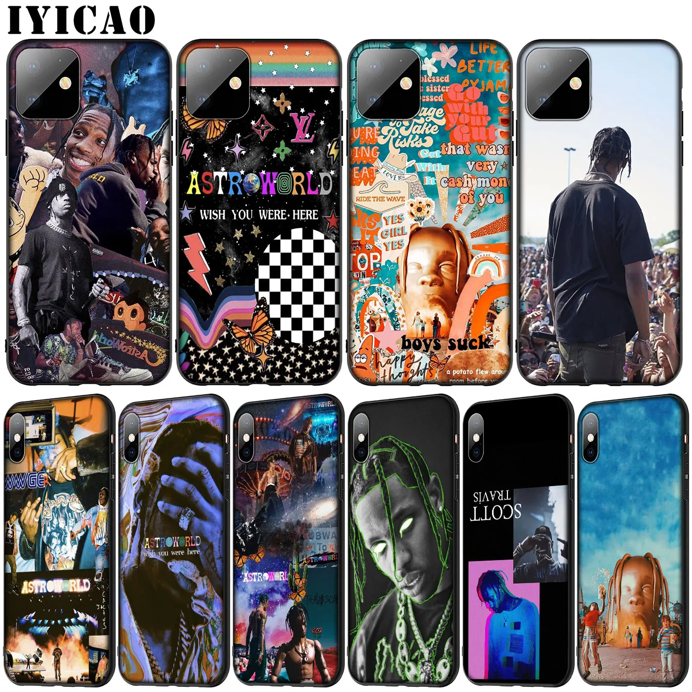aesthetic Travis scott Soft Silicone Cover Case for iPhone 11 Pro XR X XS Max 6 6S 7 8 Plus 5 5S SE Black Phone |