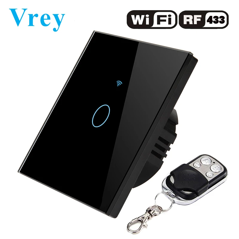 Vrey EU WiFi умный сенсорный выключатель 1 банда 110 240 В настенный светильник экран