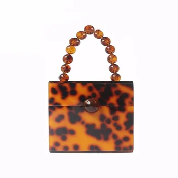

Women's Europe And America New Style Fashion Leopord Pattern Beads Handbag Dinner Party Wedding Casual Acrylic Handbag