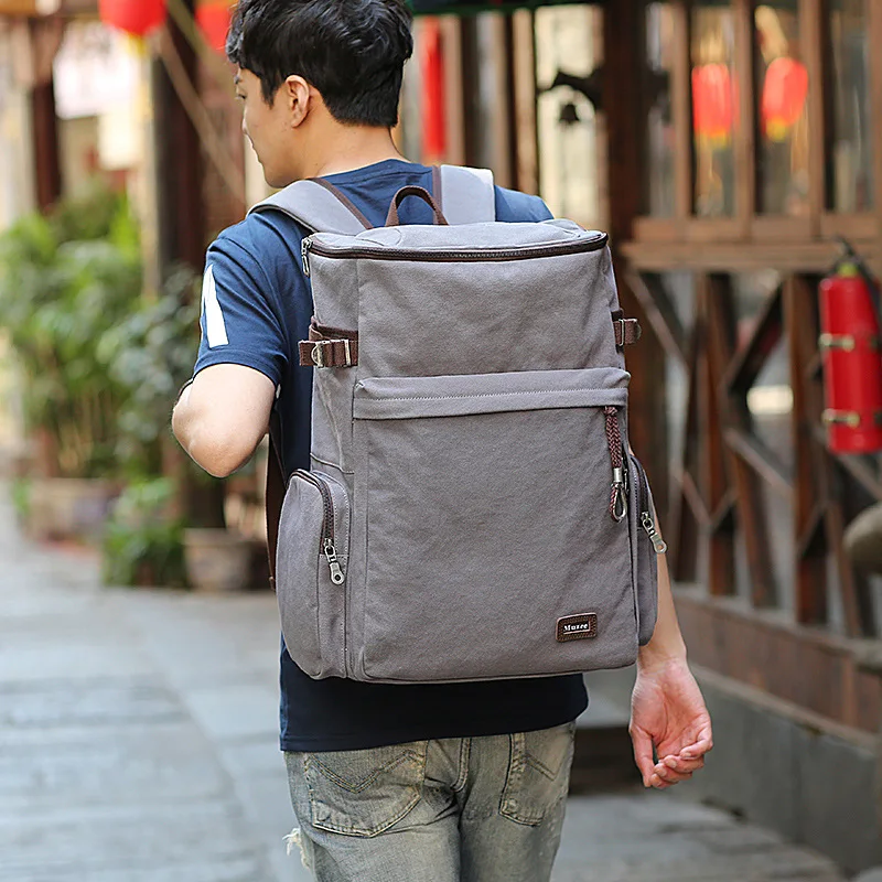 

MUZEE Large Capacity Canvas Backpack Men's Mountain Climbing Travel Bag Multi-functional USB Charging Retro Fashion Backpack