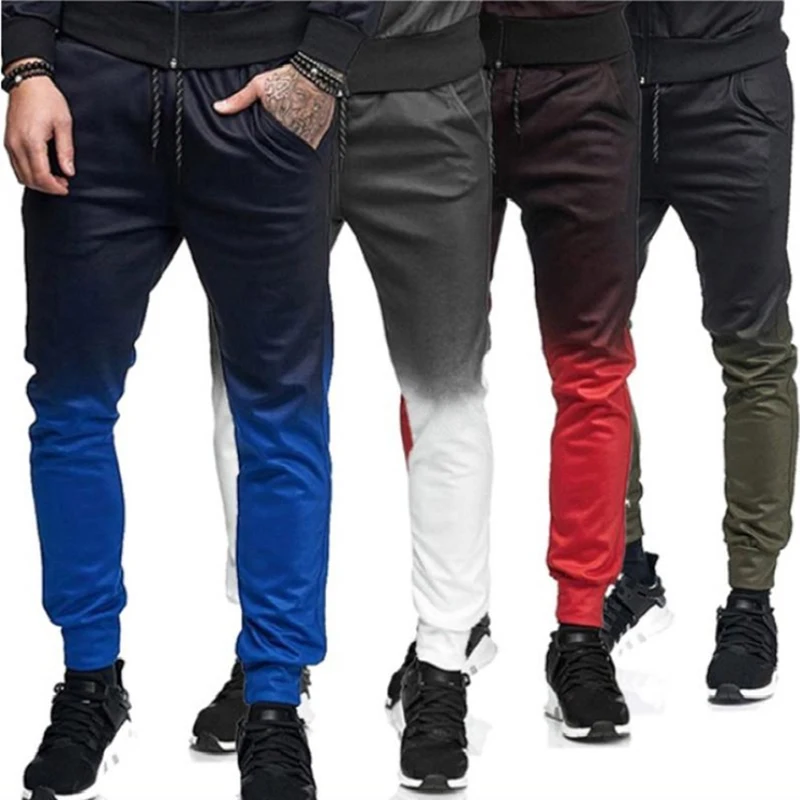 Лоскутные эластичные брюки модный бренд тонкие мужские брюки градиент мужские повседневные штаны мужские брюки дизайнерские мужские джоггеры