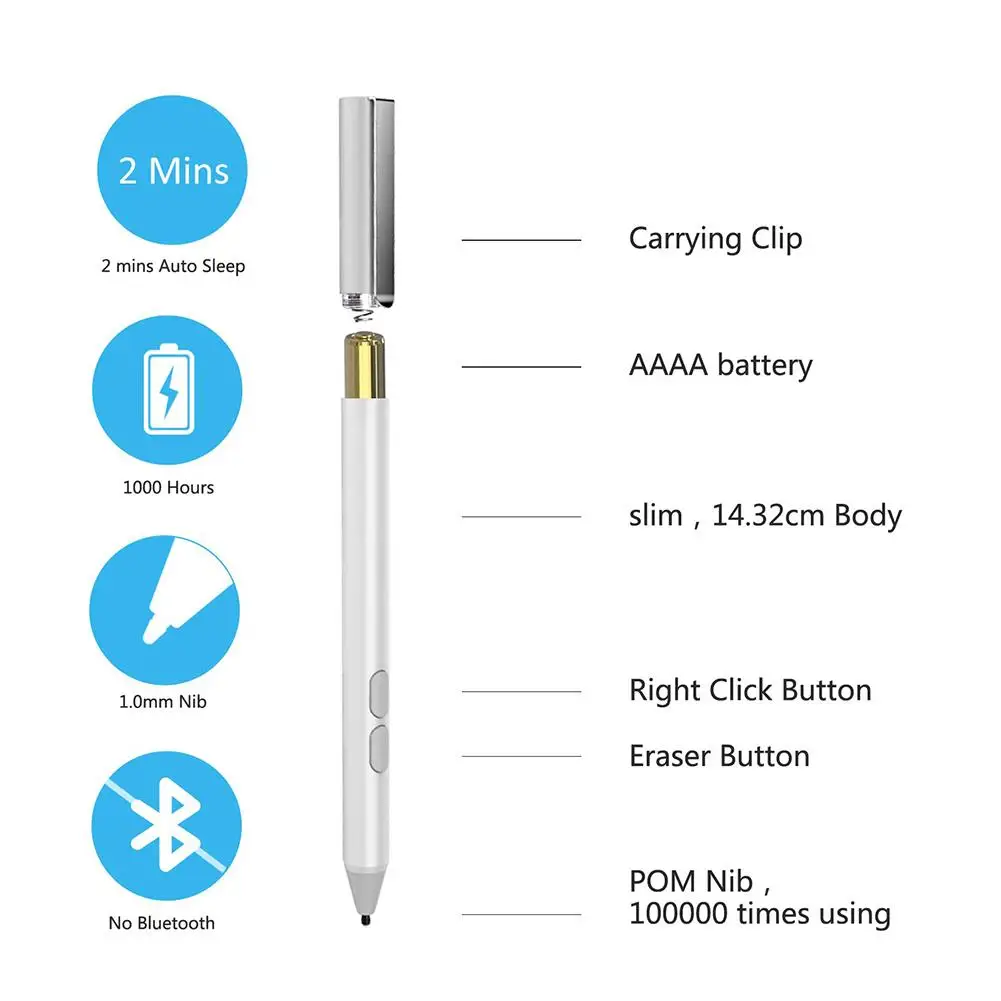 Портативный стилус для сенсорного карандаша, сенсорная ручка, емкостная ручка для microsoft Surface Pro 3 4 5 6/ASUS/hp/SONY/acer