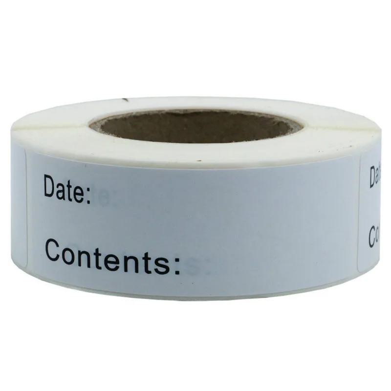 Etiquetas autoadhesivas extraíbles para almacenamiento de alimentos, pegatinas de papel para nevera, congelador, fecha, color blanco, 1 rollo