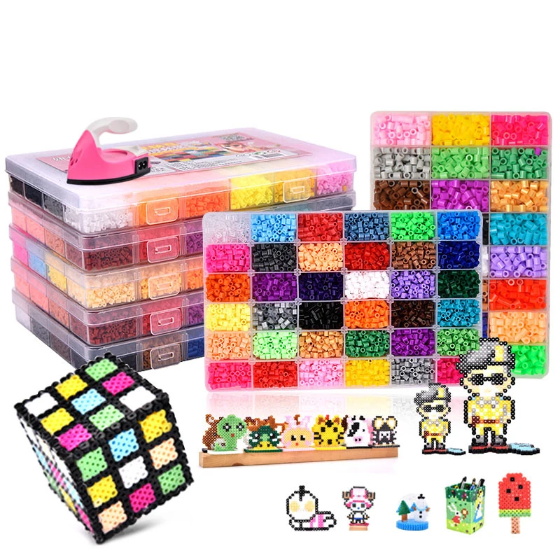 24/72 colors box set hama beads toy 2.6/5mm perler educational Kids 3D puzzles diy toys fuse beads pegboard sheets ironing paper 4