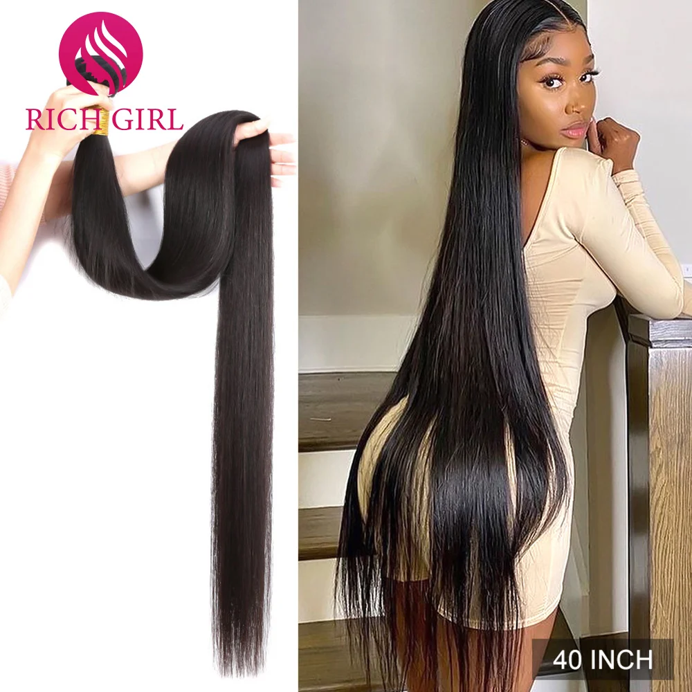 

Bone Straight Human Hair Bundles Richgirl 32 34 36 38 40 Inch 3/4 Pcs Deals Sale For Black Women Brazilian Remy Hair Extension