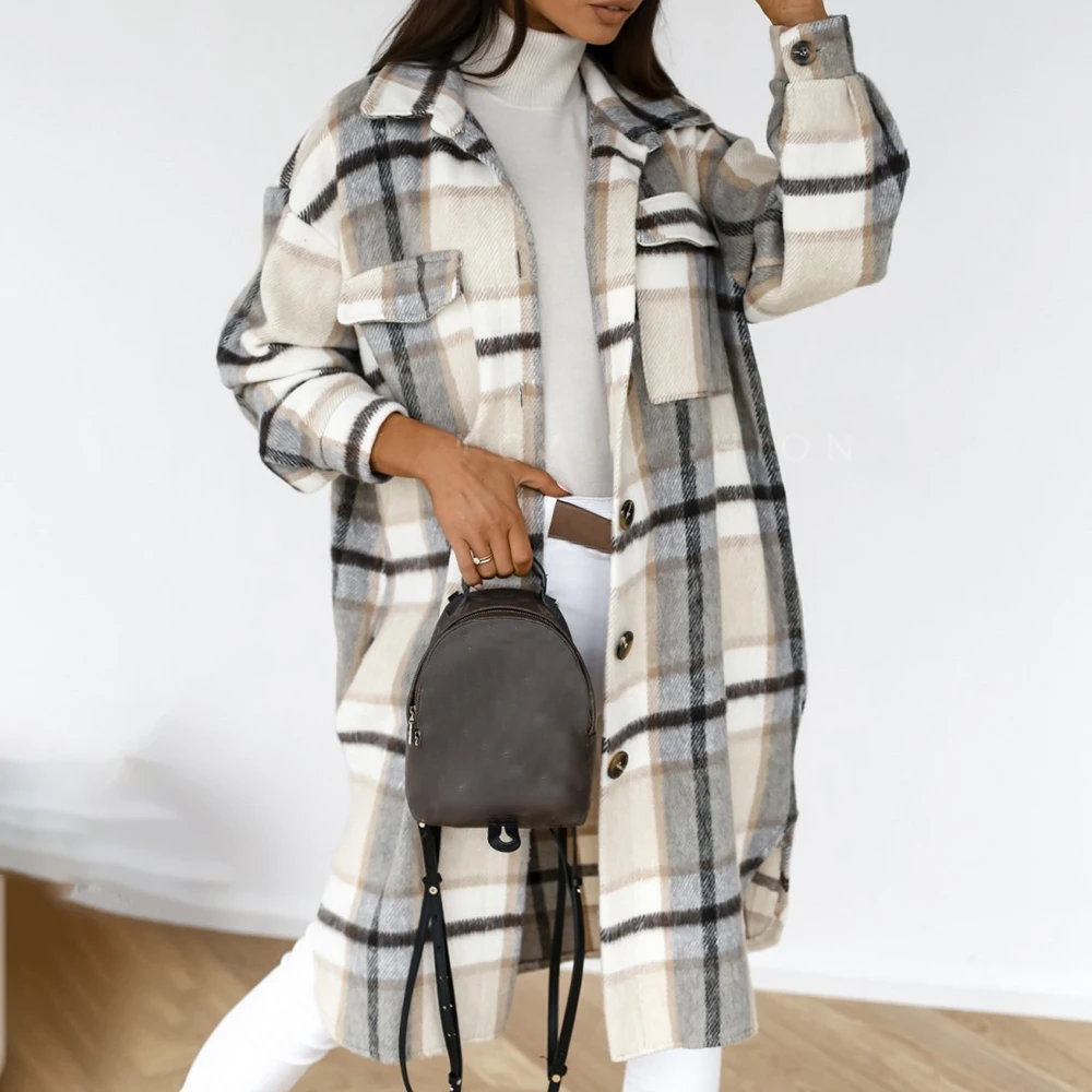 casaco de lã retro feminino casual streetwear