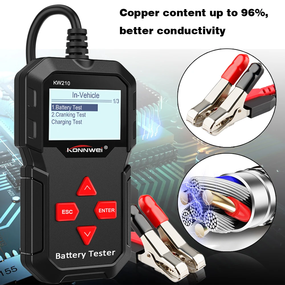 US $29.73 Konnwei Kw210 Car Battery Tester Automatic 12v 100 To 2000cca Battery Tools For The Car Quick Cranking Charging Diagnostic