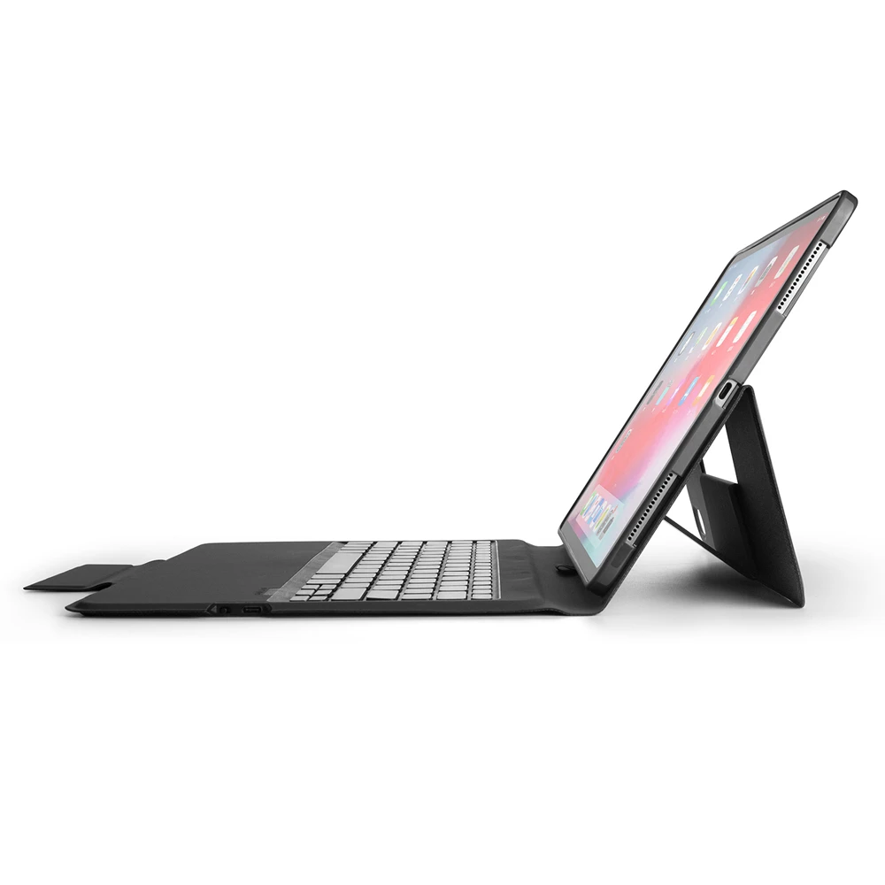 Для iPad Pro 12,9 тонкий смарт 7 цветов подсветка беспроводной Bluetooth русский/Иврит Клавиатура Чехол встроенный карандаш держатель
