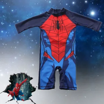 

2020 Summer New Superhero Boy's Swimsuit Baby Swimwear Child Bathing Suit One-piece Swimsuit Batman Spiderman Swimwear With Cap