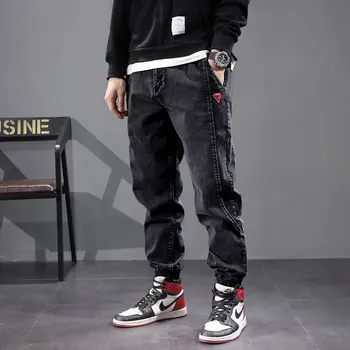 

Fashion Streetwear Men Jeans Loose Fit Spliced Designer Denim Cargo Pants Slack Bottom Harem Trousers Hip Hop Jeans Men Joggers