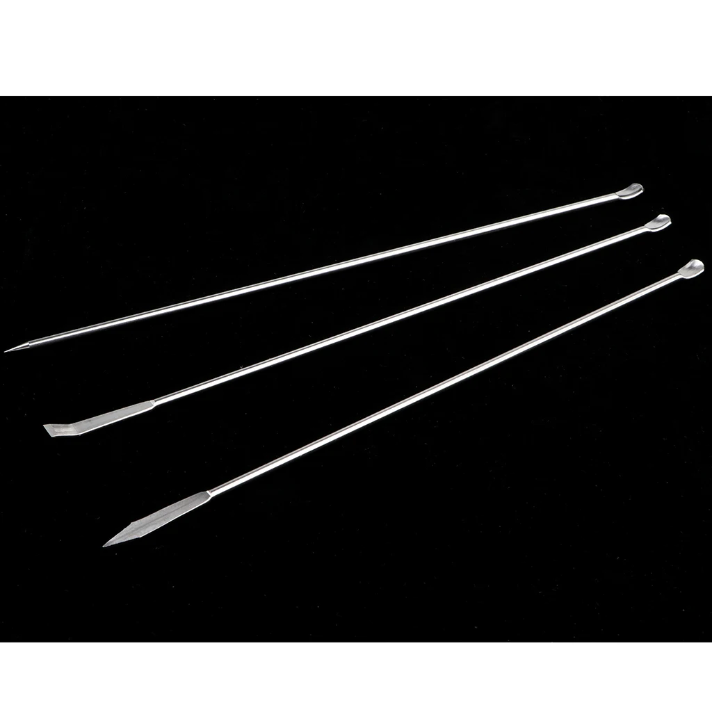 Set of 3 Stainless Steel Micro Lab Scoop Reagent Lab Sampling Spoon Mixing Spatula