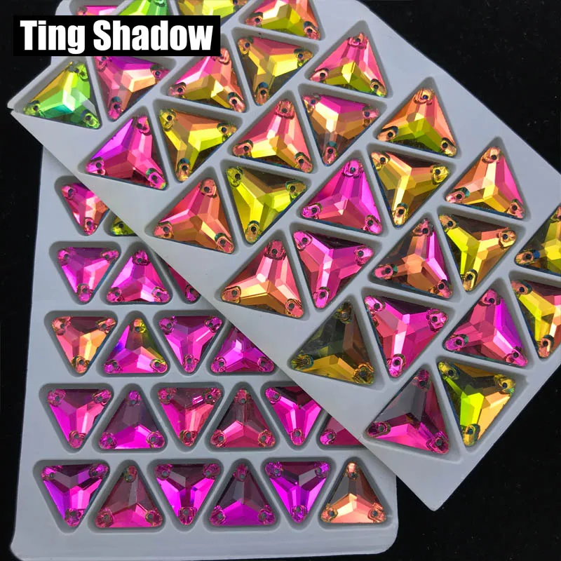 Rainbow Роза Tri-angle стекло кристалл для нашивки Стразы Flatback с отверстием свадебное платье DIY Одежда Сумки Обувь ювелирные изделия аксессуары - Цвет: Rainbow