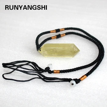 

Natural Citrine crusyal Column Pendant yellow Quartz Crystal Stone Point Healing Hexagonal Quartz Wand Treatment Stone