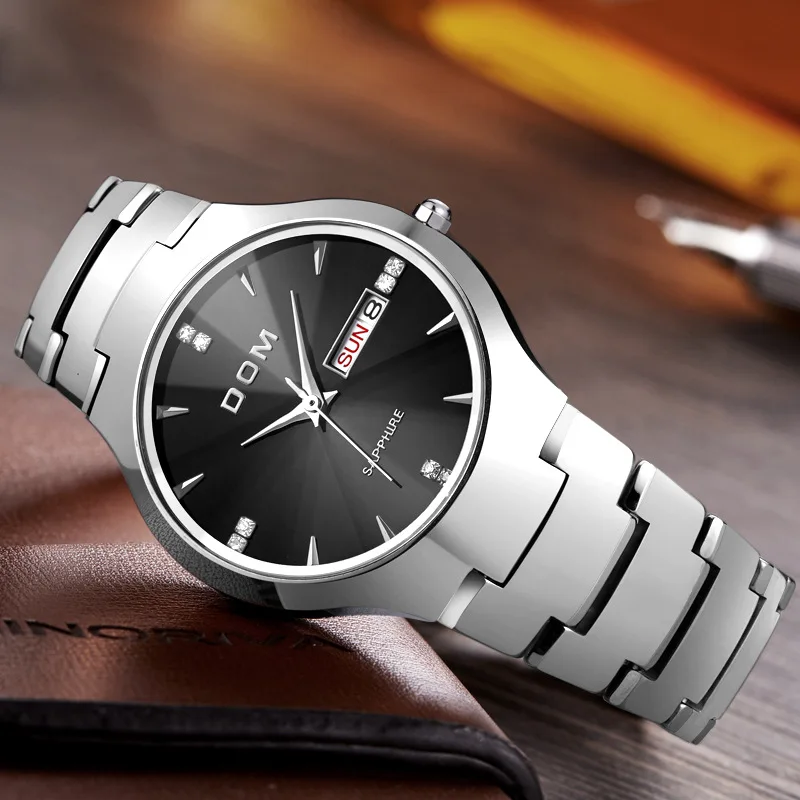

Trend of Fashion MEN'S Watch Tungsten Steel Belt MEN'S Watch Double Calendar Waterproof Quartz Watch Sapphire Watch