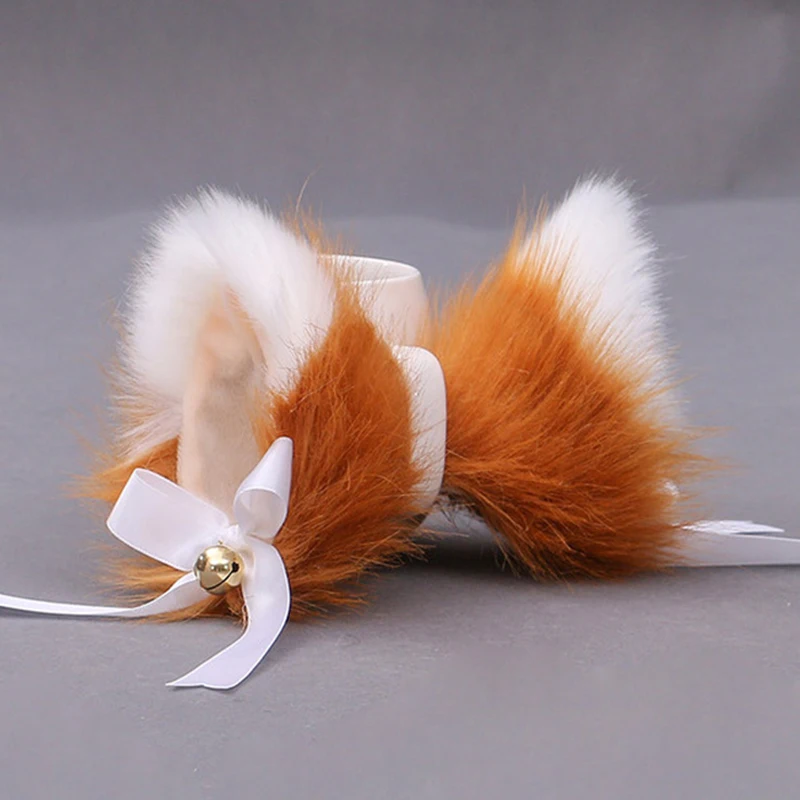 Anime Cat Fox Faux Fur Ear Hair Clip Party Cosplay Hairband Fur Headbands Girls Kawai Hair Accessories Animal Ears Hair Band goddess costume Cosplay Costumes