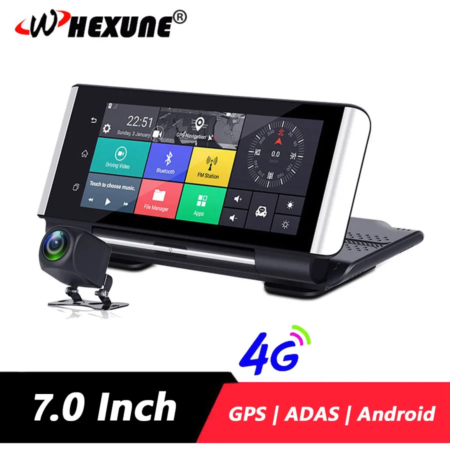 Автомобильный видеорегистратор WHEXUNE 4G ADAS Full HD 1080P 7 дюймов Android 5 1 GPS камера заднего