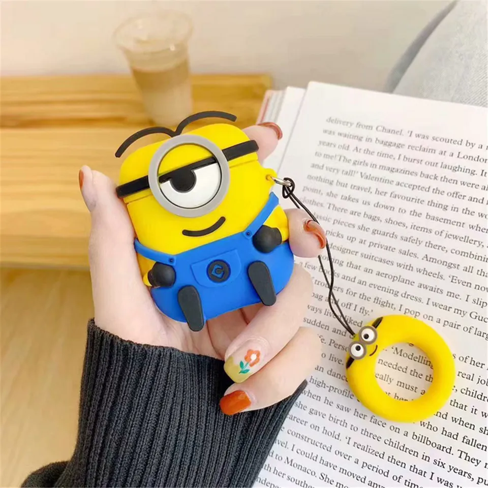 Fone De Ouvido милый маленький желтый человек Bluetooth футляр для наушников для Apple Airpods 2 1 Air Pods беспроводной чехол для наушников