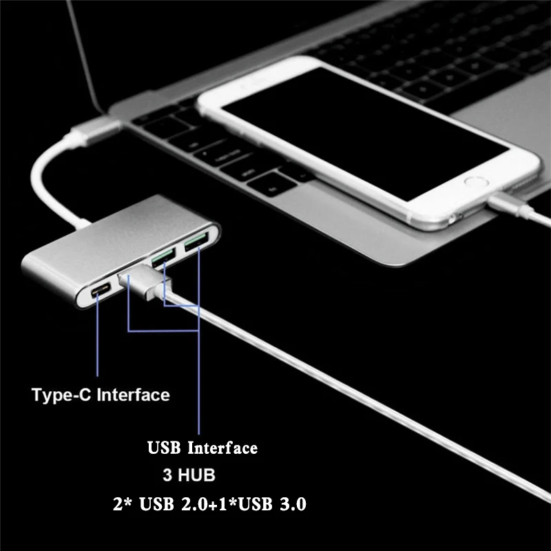 USB C концентратор type C для нескольких USB 2,0 USB 3,0 концентратор с type C зарядным портом для MacBook Pro Air Dock разветвитель 4 порта концентратор USB type C