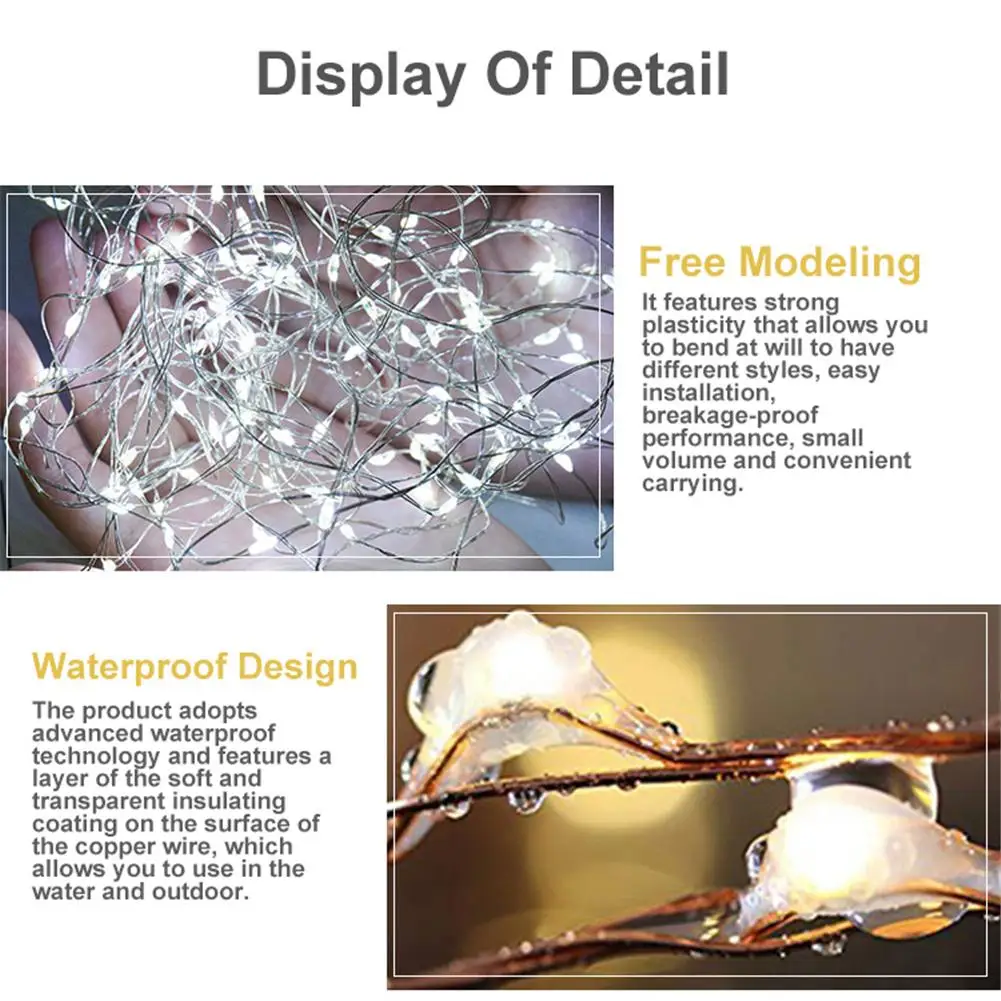8W LED String Light Copper Wire Fariy Light,USB Connector Garland Decoration 1M 2M 3M 4M Wedding Christmas Light Party Lights
