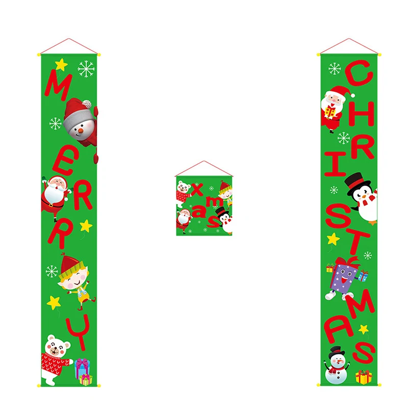

Set Door Curtains Home Party Decor Painting Supplies Christmas Banner Wall Hanging Curtain Christmas Pendant Drop Ornaments