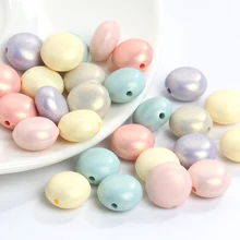 

20g/50g 10MM Flat Round Crafts aABS Pearl All Match Macaron Beads Candy Colors Beads Glitter Handcrafts Cute Diy Accessories