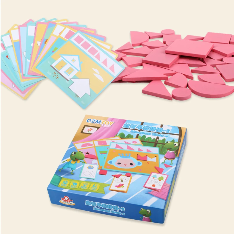 JaheerToy деревянные головоломки игрушки для детей форма животных мультфильм Монтессори раннее образование враг детская Коробка Подарок для ребенка - Цвет: 45 building blocks